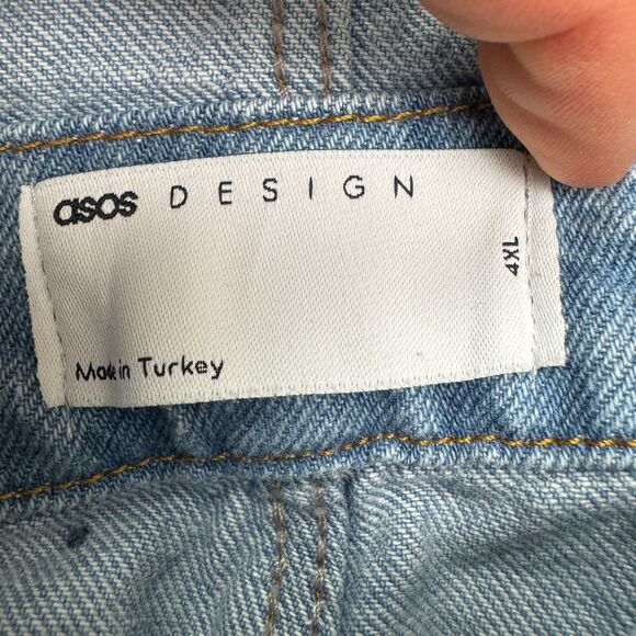 Asos Design Bib Overalls Shorts Womens 4XL Blue Distressed Casual Streetwear - Picture 5 of 12